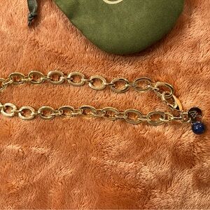 Elegant Gold Chain Necklace with Blue Charm